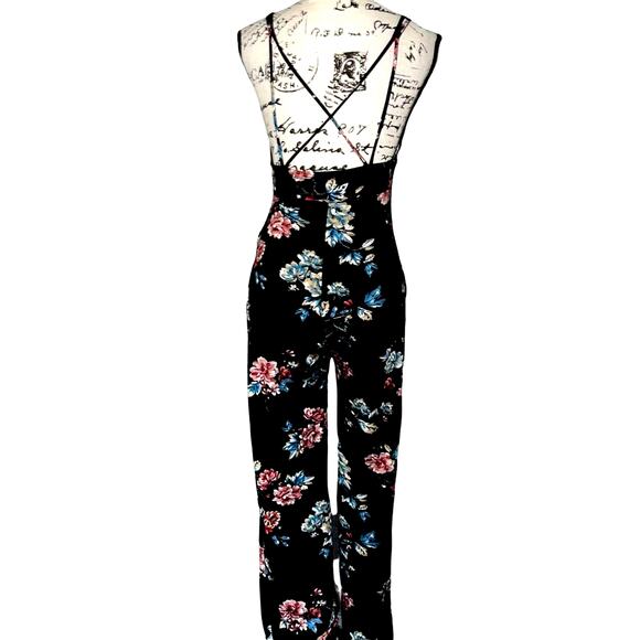 Active USA black flower maxi romper jumpsuit medium - Picture 4 of 7